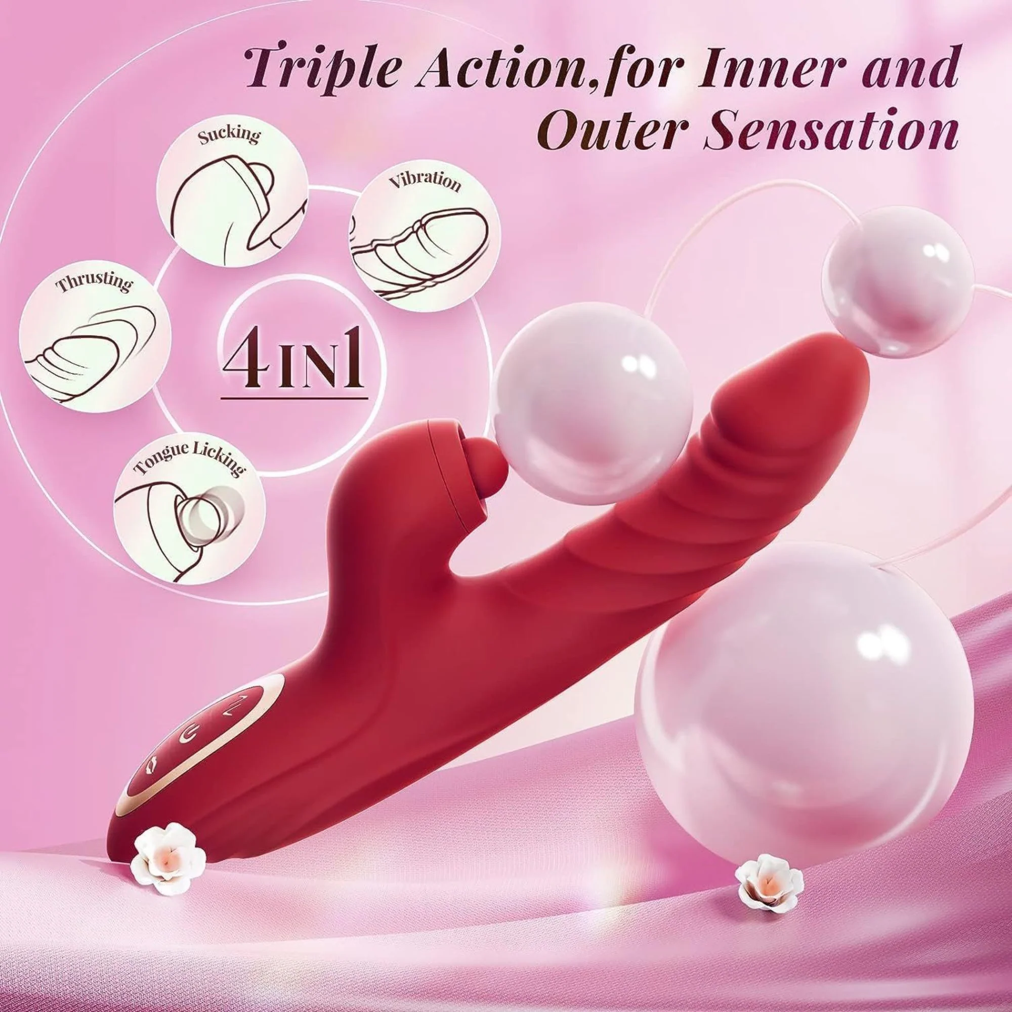 Thrusting Ribbed Rabbit Vibe with Clitoral Nub - Image 12