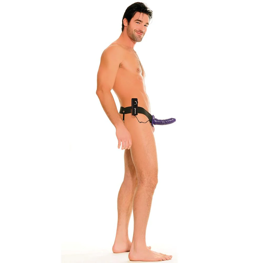Vibrating Hollow Strap-on - Purple - Image 3
