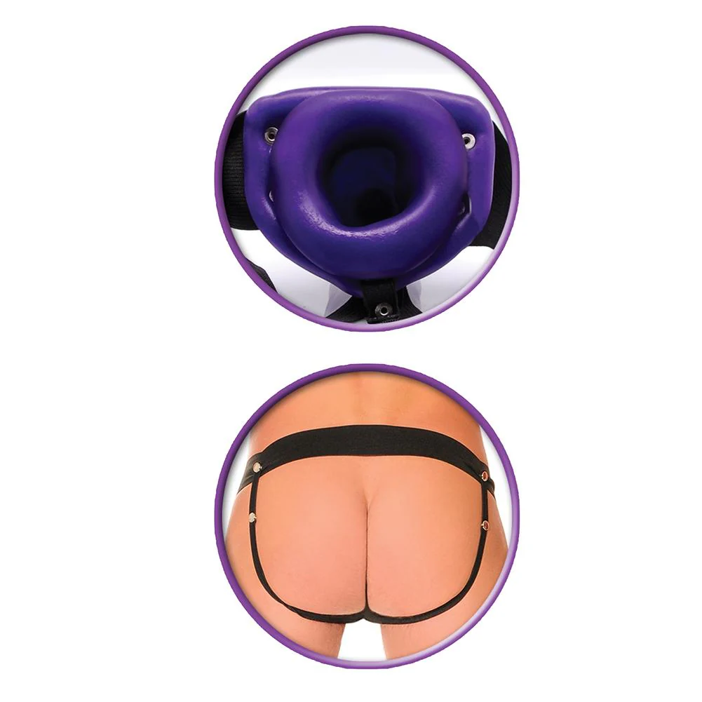 Vibrating Hollow Strap-on - Purple - Image 4