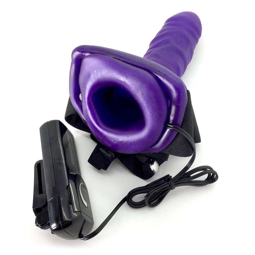Vibrating Hollow Strap-on - Purple - Image 6